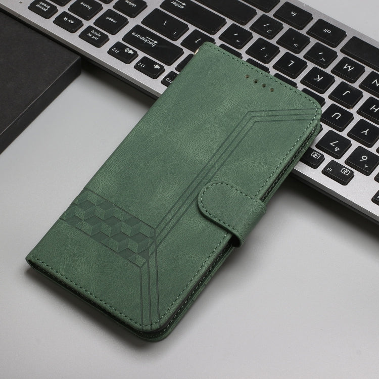 For Google Pixel 9 Pro Cubic Skin Feel Flip Leather Phone Case(Green) - Google Cases by PMC TechLife | Online Shopping South Africa | PMC TechLife | Buy Now Pay Later Mobicred