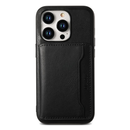 For iPhone 12 Denior Cowhide Texture Leather MagSafe Detachable Wallet Phone Case(Black) - iPhone 12 / 12 Pro Cases by Denior | Online Shopping South Africa | PMC Jewellery | Buy Now Pay Later Mobicred