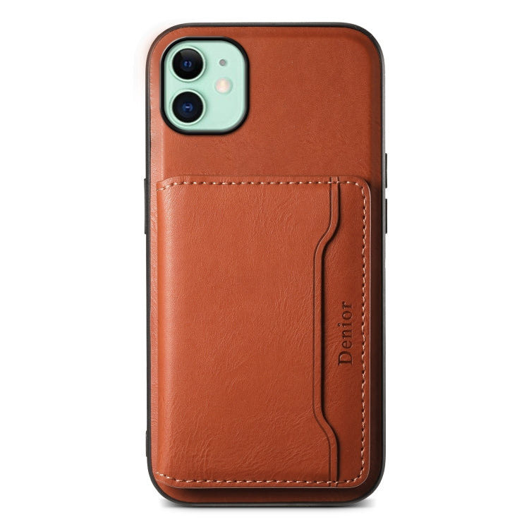 For iPhone 11 Denior Cowhide Texture Leather MagSafe Detachable Wallet Phone Case(Brown) - iPhone 11 Cases by Denior | Online Shopping South Africa | PMC Jewellery | Buy Now Pay Later Mobicred