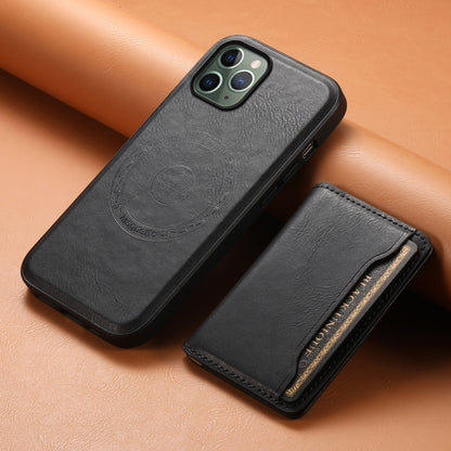 For iPhone 11 Pro Denior Cowhide Texture Leather MagSafe Detachable Wallet Phone Case(Black) - iPhone 11 Pro Cases by Denior | Online Shopping South Africa | PMC Jewellery | Buy Now Pay Later Mobicred