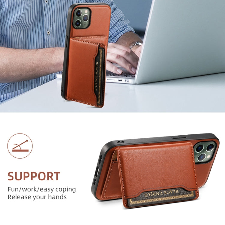 For iPhone 11 Pro Denior Cowhide Texture Leather MagSafe Detachable Wallet Phone Case(Brown) - iPhone 11 Pro Cases by Denior | Online Shopping South Africa | PMC Jewellery | Buy Now Pay Later Mobicred