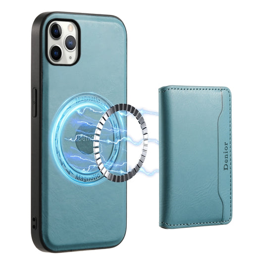 For iPhone 11 Pro Max Denior Cowhide Texture Leather MagSafe Detachable Wallet Phone Case(Blue) - iPhone 11 Pro Max Cases by Denior | Online Shopping South Africa | PMC Jewellery | Buy Now Pay Later Mobicred