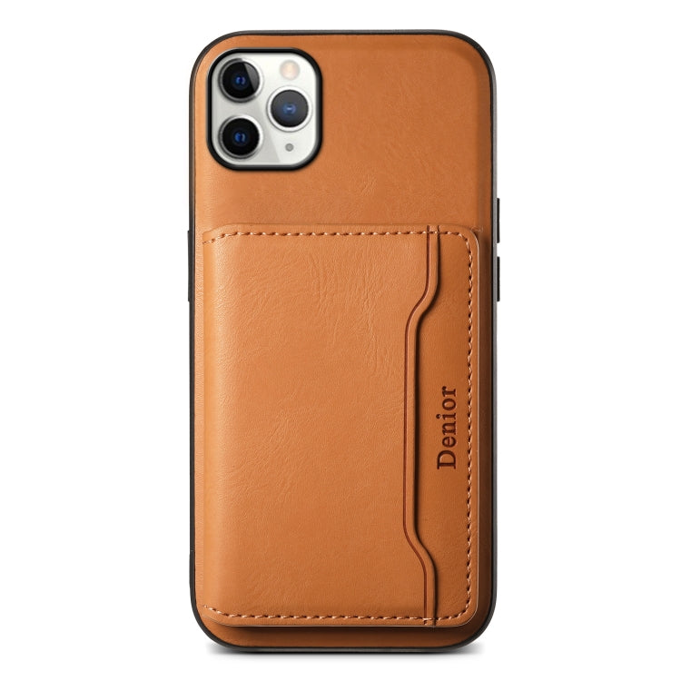 For iPhone 11 Pro Max Denior Cowhide Texture Leather MagSafe Detachable Wallet Phone Case(Khaki) - iPhone 11 Pro Max Cases by Denior | Online Shopping South Africa | PMC Jewellery | Buy Now Pay Later Mobicred