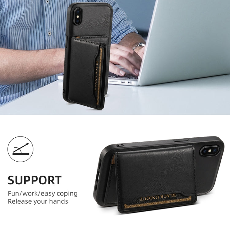 For iPhone X / XS Denior Cowhide Texture Leather MagSafe Detachable Wallet Phone Case(Black) - More iPhone Cases by Denior | Online Shopping South Africa | PMC Jewellery | Buy Now Pay Later Mobicred