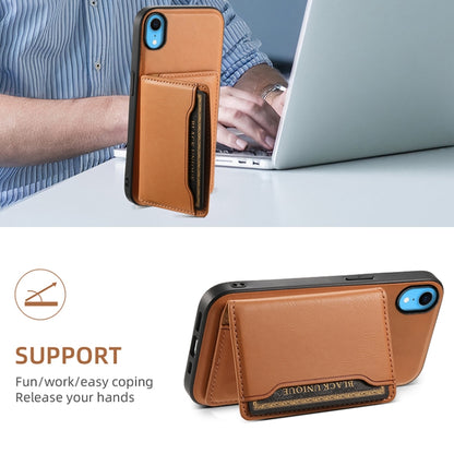 For iPhone XR Denior Cowhide Texture Leather MagSafe Detachable Wallet Phone Case(Khaki) - More iPhone Cases by Denior | Online Shopping South Africa | PMC Jewellery | Buy Now Pay Later Mobicred