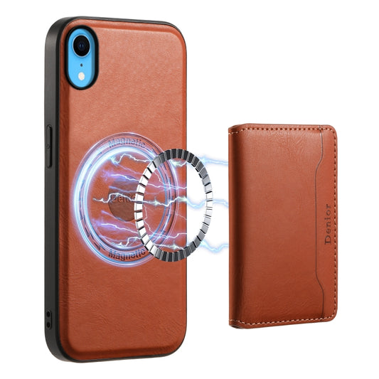 For iPhone XR Denior Cowhide Texture Leather MagSafe Detachable Wallet Phone Case(Brown) - More iPhone Cases by Denior | Online Shopping South Africa | PMC Jewellery | Buy Now Pay Later Mobicred