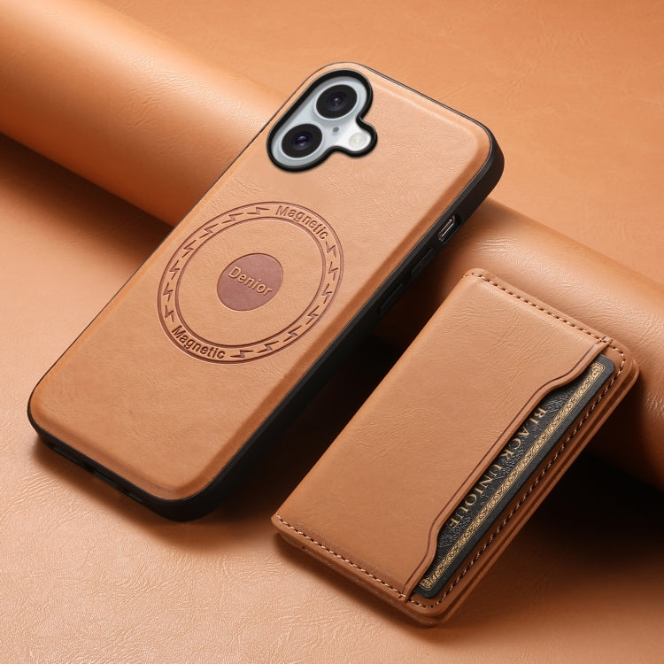 For iPhone 16 Plus Denior Cowhide Texture Leather MagSafe Detachable Wallet Phone Case(Khaki) - free shipping - PMC TechLife - Order now!
