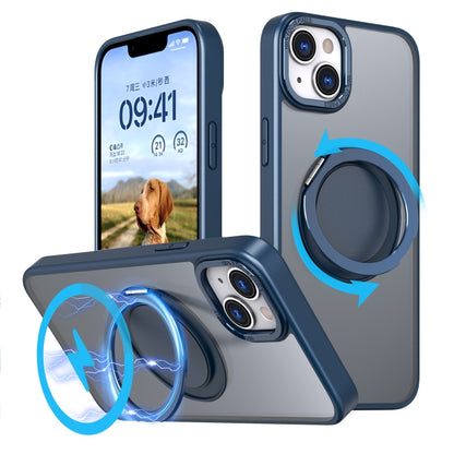 For iPhone 14 Plus 360-degree Rotating MagSafe Magnetic Holder Phone Case(Navy Blue) - iPhone 14 Plus Cases by PMC Jewellery | Online Shopping South Africa | PMC Jewellery