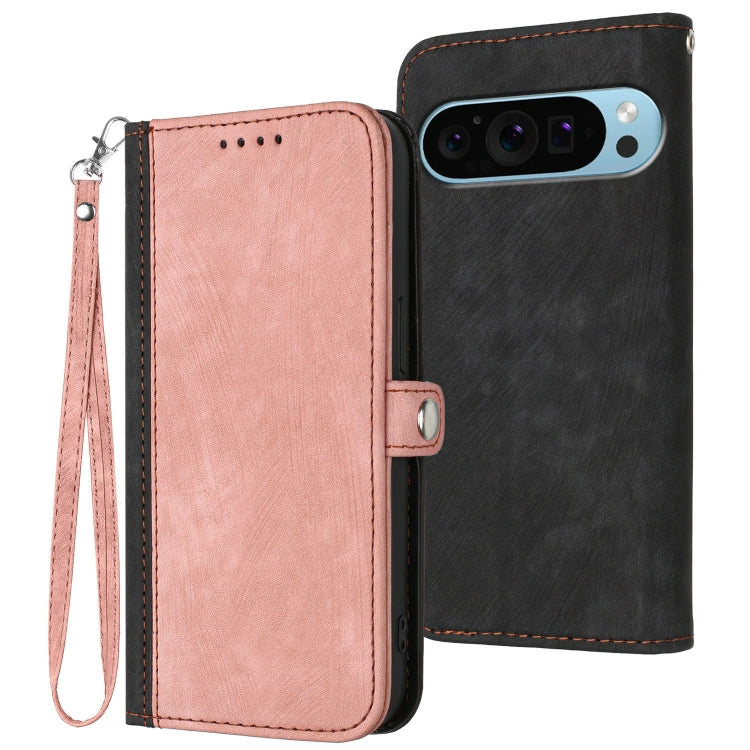 For Google Pixel 9 Pro Side Buckle Double Fold Hand Strap Leather Phone Case(Pink) - Google Cases by PMC Jewellery | Online Shopping South Africa | PMC Jewellery | Buy Now Pay Later Mobicred