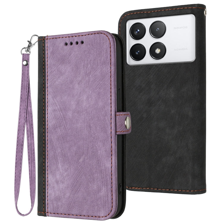 For Xiaomi Redmi K70 Side Buckle Double Fold Hand Strap Leather Phone Case(Purple) - K70 Cases by PMC Jewellery | Online Shopping South Africa | PMC Jewellery | Buy Now Pay Later Mobicred