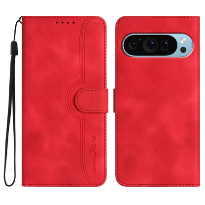 For Google Pixel 9 Pro Heart Pattern Skin Feel Leather Phone Case(Red) - Google Cases by PMC Jewellery | Online Shopping South Africa | PMC Jewellery | Buy Now Pay Later Mobicred