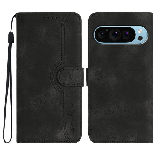 For Google Pixel 9 Heart Pattern Skin Feel Leather Phone Case(Black) - Google Cases by PMC Jewellery | Online Shopping South Africa | PMC Jewellery | Buy Now Pay Later Mobicred