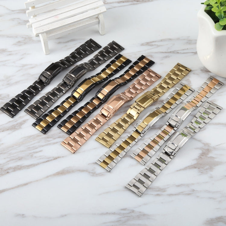 22mm Universal Three-Bead Stainless Steel Watch Band(Silver Gold) - free shipping - PMC TechLife - Order now!