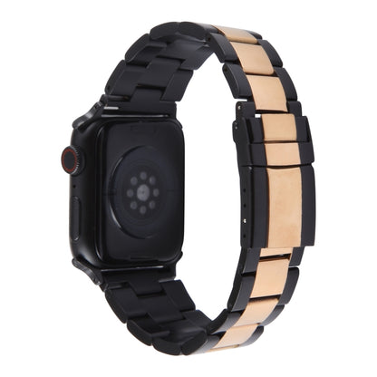 For Apple Watch SE 40mm Three-Bead Stainless Steel Watch Band(Black Rose Gold) - Watch Bands by PMC Jewellery | Online Shopping South Africa | PMC Jewellery