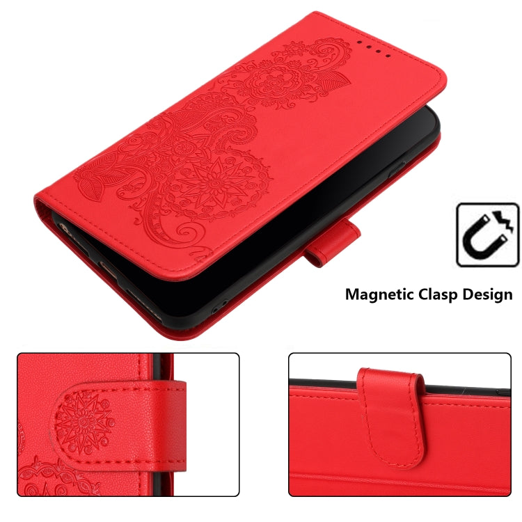 For Huawei Pura 70 Pro/70 Pro+ Datura Flower Embossed Flip Leather Phone Case(Red) - Huawei Cases by PMC Jewellery | Online Shopping South Africa | PMC Jewellery | Buy Now Pay Later Mobicred