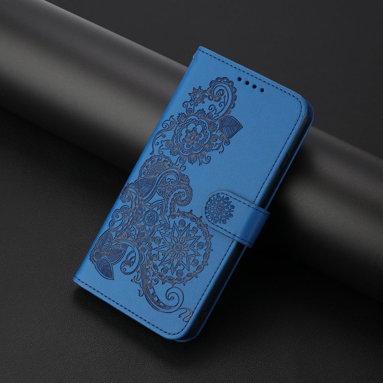 For Huawei Pura 70 Datura Flower Embossed Flip Leather Phone Case(Blue) - Huawei Cases by PMC Jewellery | Online Shopping South Africa | PMC Jewellery | Buy Now Pay Later Mobicred