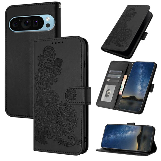 For Google Pixel 9 Pro Datura Flower Embossed Flip Leather Phone Case(Black) - Google Cases by PMC Jewellery | Online Shopping South Africa | PMC Jewellery | Buy Now Pay Later Mobicred