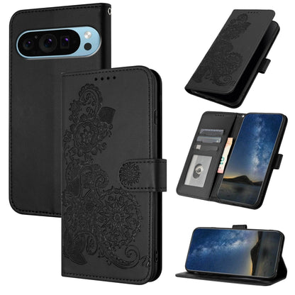 For Google Pixel 9 Datura Flower Embossed Flip Leather Phone Case(Black) - Google Cases by PMC Jewellery | Online Shopping South Africa | PMC Jewellery | Buy Now Pay Later Mobicred