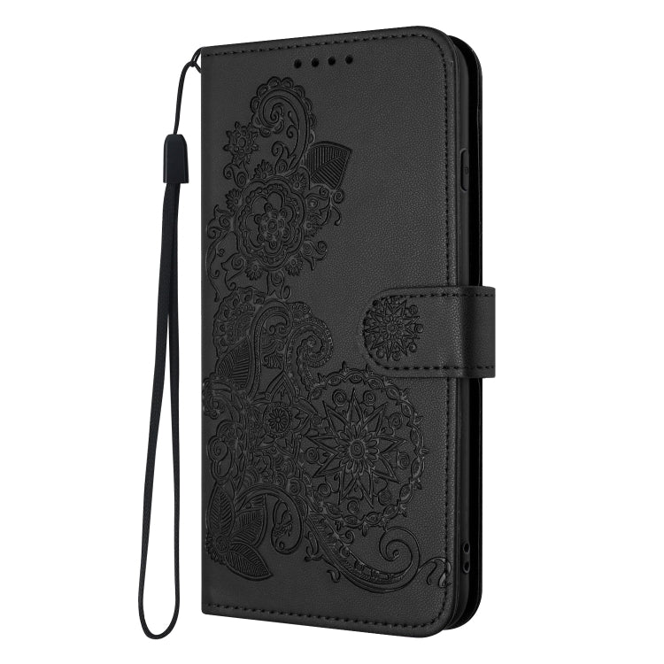 For Xiaomi Redmi K70 Datura Flower Embossed Flip Leather Phone Case(Black) - K70 Cases by PMC Jewellery | Online Shopping South Africa | PMC Jewellery | Buy Now Pay Later Mobicred