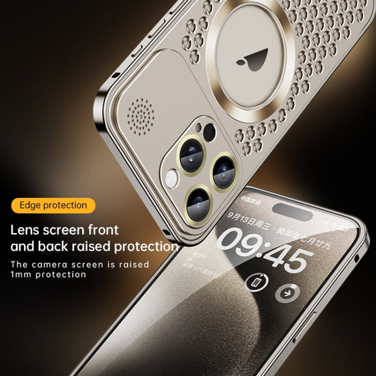 For iPhone 14 Spring Buckle MagSafe Magnetic Metal Aromatherapy Phone Case(Silver) - iPhone 14 Cases by PMC TechLife | Online Shopping South Africa | PMC TechLife