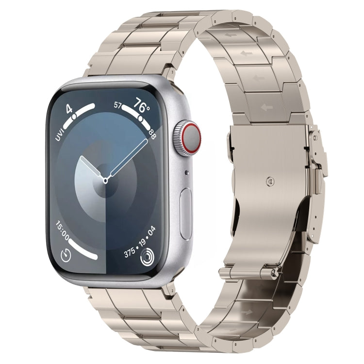 For Apple Watch Series 6 44mm Safety Buckle Trapezoid Titanium Steel Watch Band(Titanium) - Watch Bands by PMC Jewellery | Online Shopping South Africa | PMC Jewellery