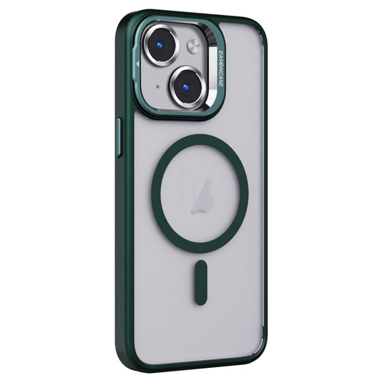 For iPhone 15 Plus Invisible Lens Holder PC + TPU Frosted MagSafe Phone Case(Green) - iPhone 15 Plus Cases by PMC Jewellery | Online Shopping South Africa | PMC Jewellery