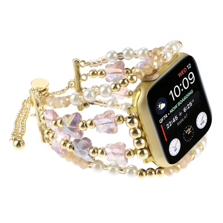 For Apple Watch Ultra 2 49mm Butterfly Chain Bracelet Metal Watch Band(Pink Gold) - Watch Bands by PMC Jewellery | Online Shopping South Africa | PMC Jewellery