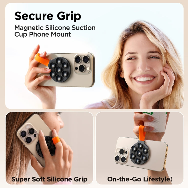 JOYROOM JR-ZS393 Suction Cup Magnetic Phone Holder(Black Orange) - Hand-Sticking Bracket by JOYROOM | Online Shopping South Africa | PMC Jewellery