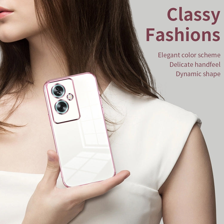 For OPPO A79 5G / A2 Transparent Plating Fine Hole Phone Case(Pink) - OPPO Cases by PMC TechLife | Online Shopping South Africa | PMC TechLife | Buy Now Pay Later Mobicred