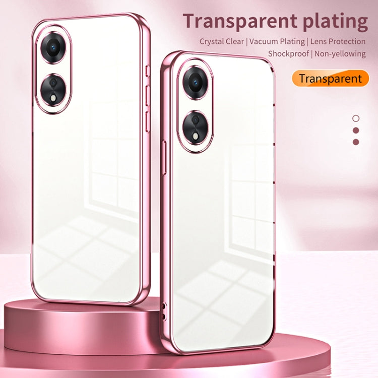 For OPPO A58 5G / A58x 5G Transparent Plating Fine Hole Phone Case(Silver) - OPPO Cases by PMC TechLife | Online Shopping South Africa | PMC TechLife | Buy Now Pay Later Mobicred