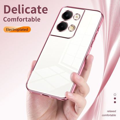 For OPPO Reno9 / Reno9 Pro Transparent Plating Fine Hole Phone Case(Pink) - OPPO Cases by PMC Jewellery | Online Shopping South Africa | PMC Jewellery | Buy Now Pay Later Mobicred