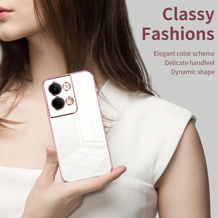 For OPPO Reno9 / Reno9 Pro Transparent Plating Fine Hole Phone Case(Gold) - OPPO Cases by PMC TechLife | Online Shopping South Africa | PMC TechLife | Buy Now Pay Later Mobicred
