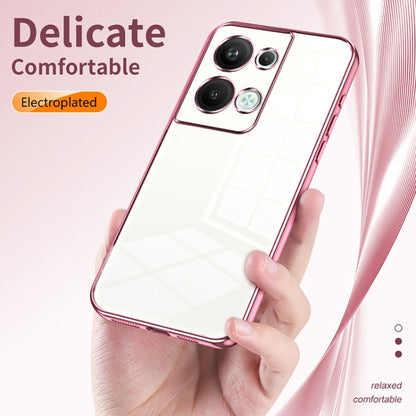 For OPPO Reno9 Pro+ Transparent Plating Fine Hole Phone Case(Purple) - OPPO Cases by PMC Jewellery | Online Shopping South Africa | PMC Jewellery | Buy Now Pay Later Mobicred