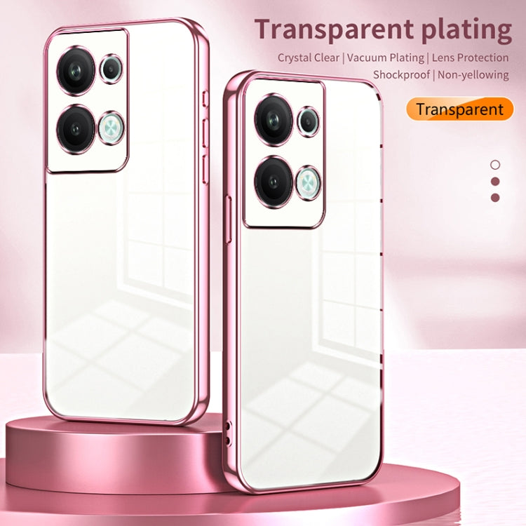 For OPPO Reno9 Pro+ Transparent Plating Fine Hole Phone Case(Pink) - OPPO Cases by PMC Jewellery | Online Shopping South Africa | PMC Jewellery | Buy Now Pay Later Mobicred