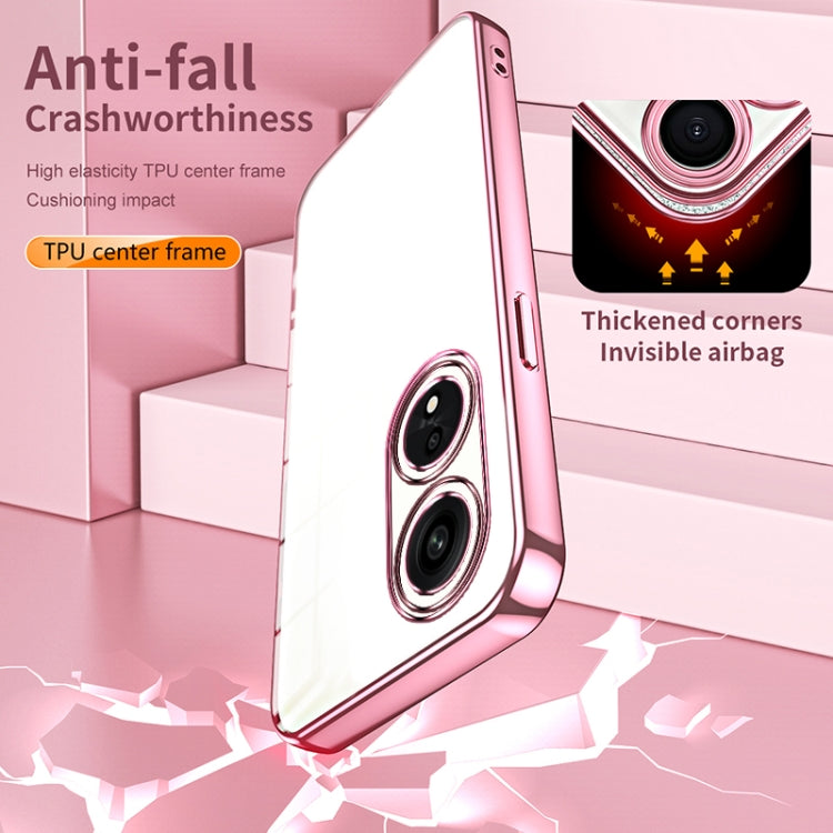 For OPPO A1 Pro Transparent Plating Fine Hole Phone Case(Pink) - OPPO Cases by PMC TechLife | Online Shopping South Africa | PMC TechLife | Buy Now Pay Later Mobicred