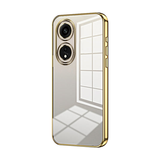 For OPPO A1 Pro Transparent Plating Fine Hole Phone Case(Gold) - OPPO Cases by PMC Jewellery | Online Shopping South Africa | PMC Jewellery | Buy Now Pay Later Mobicred