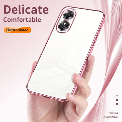 For OPPO A17 / A17K Transparent Plating Fine Hole Phone Case(Purple) - OPPO Cases by PMC Jewellery | Online Shopping South Africa | PMC Jewellery | Buy Now Pay Later Mobicred