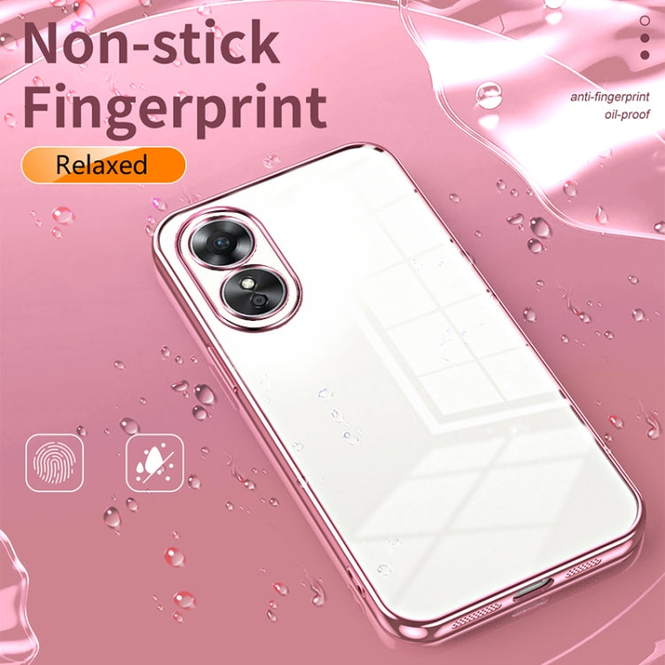 For OPPO A17 / A17K Transparent Plating Fine Hole Phone Case(Gold) - OPPO Cases by PMC Jewellery | Online Shopping South Africa | PMC Jewellery | Buy Now Pay Later Mobicred