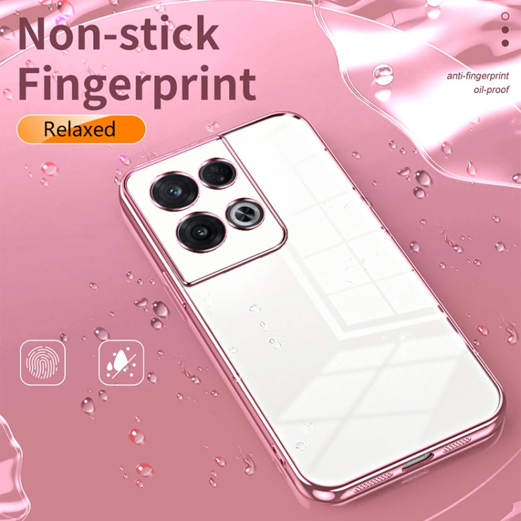 For OPPO Reno8 Pro Transparent Plating Fine Hole Phone Case(Blue) - OPPO Cases by PMC TechLife | Online Shopping South Africa | PMC TechLife | Buy Now Pay Later Mobicred