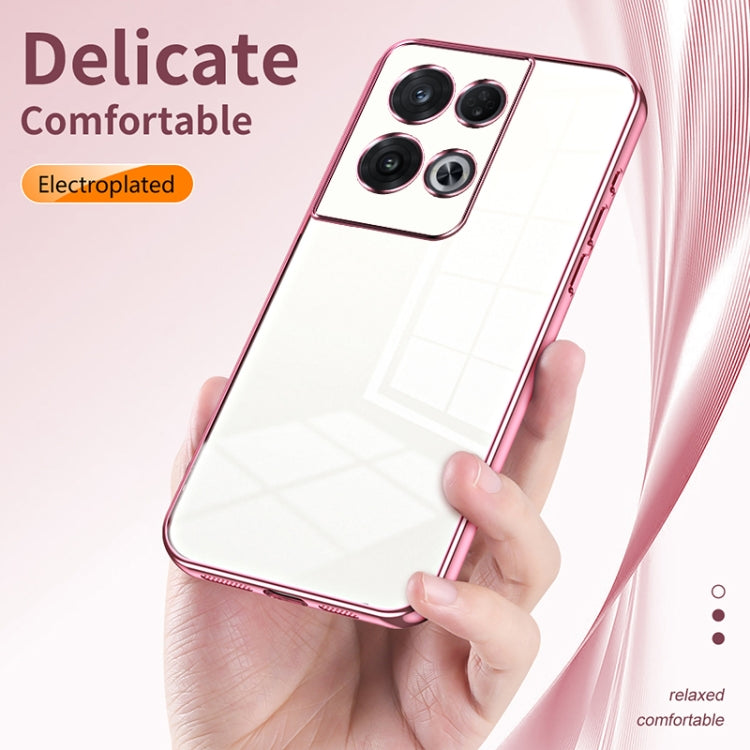 For OPPO Reno8 Pro Transparent Plating Fine Hole Phone Case(Blue) - OPPO Cases by PMC TechLife | Online Shopping South Africa | PMC TechLife | Buy Now Pay Later Mobicred