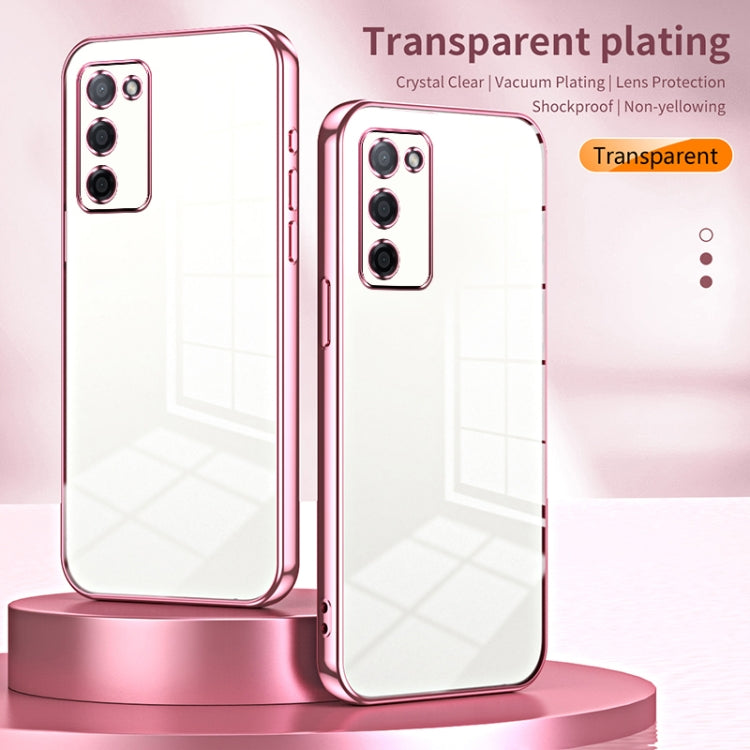 For OPPO A55 5G / A56 / A53s 5G Transparent Plating Fine Hole Phone Case(Purple) - OPPO Cases by PMC Jewellery | Online Shopping South Africa | PMC Jewellery | Buy Now Pay Later Mobicred