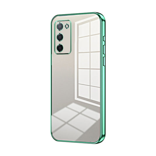 For OPPO A55 5G / A56 / A53s 5G Transparent Plating Fine Hole Phone Case(Green) - OPPO Cases by PMC Jewellery | Online Shopping South Africa | PMC Jewellery | Buy Now Pay Later Mobicred