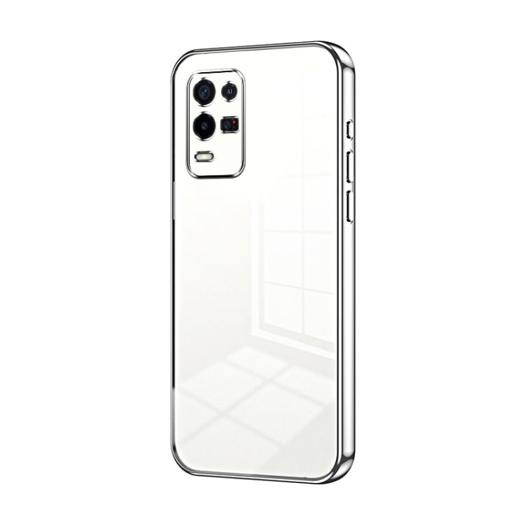For OPPO K9x Transparent Plating Fine Hole Phone Case(Silver) - OPPO Cases by PMC TechLife | Online Shopping South Africa | PMC TechLife | Buy Now Pay Later Mobicred