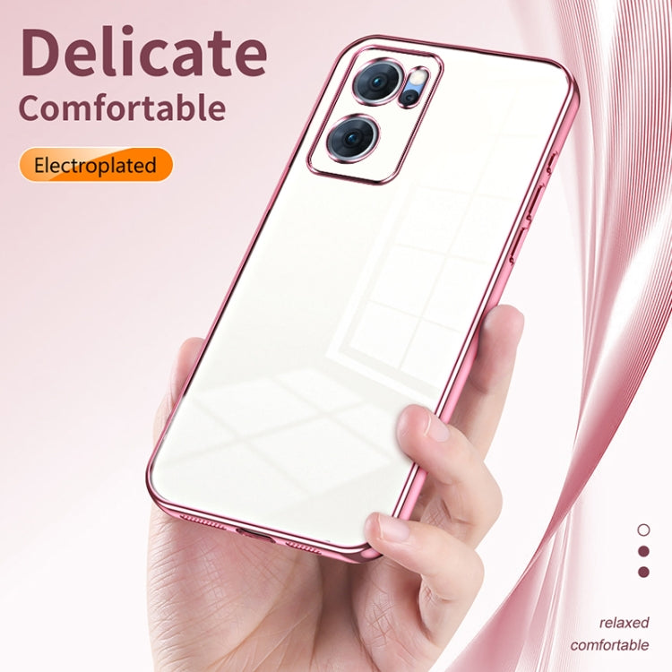 For OPPO Reno7 5G Transparent Plating Fine Hole Phone Case(Transparent) - OPPO Cases by PMC Jewellery | Online Shopping South Africa | PMC Jewellery | Buy Now Pay Later Mobicred