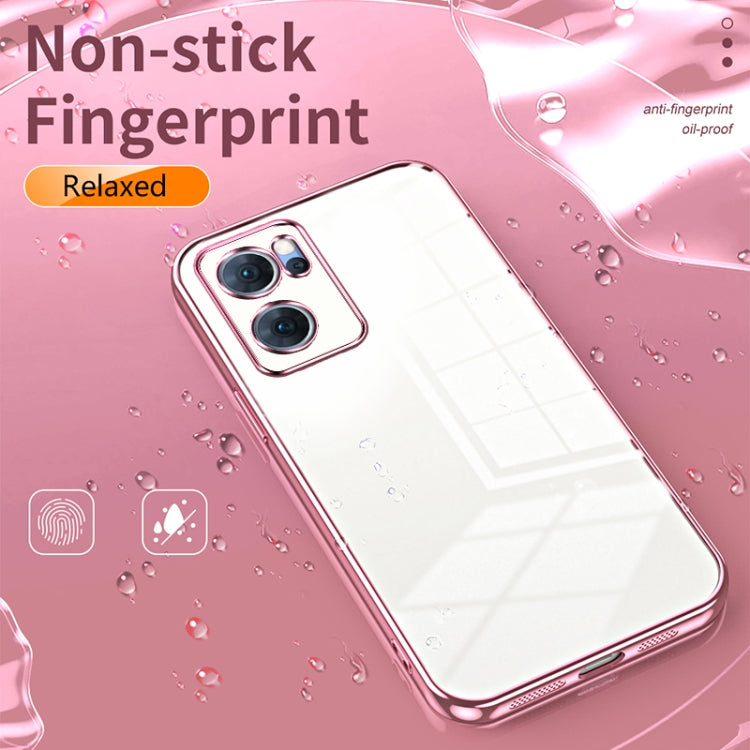For OPPO Reno7 5G Transparent Plating Fine Hole Phone Case(Silver) - OPPO Cases by PMC TechLife | Online Shopping South Africa | PMC TechLife | Buy Now Pay Later Mobicred