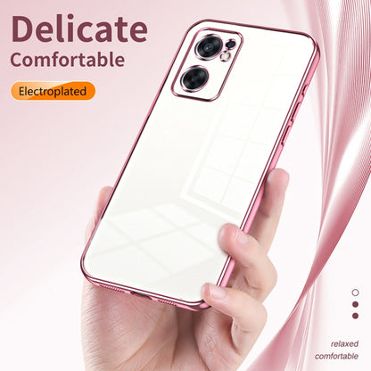 For OPPO Reno7 SE Transparent Plating Fine Hole Phone Case(Purple) - OPPO Cases by PMC Jewellery | Online Shopping South Africa | PMC Jewellery | Buy Now Pay Later Mobicred