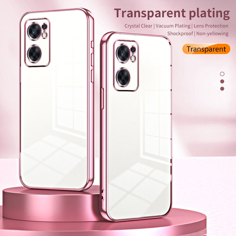 For OPPO Reno7 SE Transparent Plating Fine Hole Phone Case(Gold) - OPPO Cases by PMC Jewellery | Online Shopping South Africa | PMC Jewellery | Buy Now Pay Later Mobicred