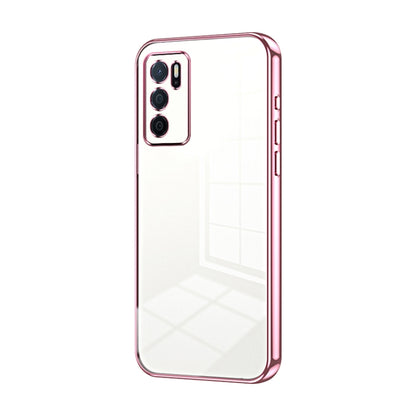 For OPPO A16 / A16s / A54s Transparent Plating Fine Hole Phone Case(Pink) - OPPO Cases by PMC Jewellery | Online Shopping South Africa | PMC Jewellery | Buy Now Pay Later Mobicred