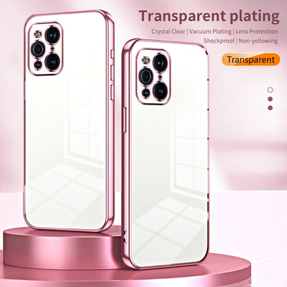For OPPO Find X3 / Find X3 Pro Transparent Plating Fine Hole Phone Case(Pink) - OPPO Cases by PMC Jewellery | Online Shopping South Africa | PMC Jewellery | Buy Now Pay Later Mobicred