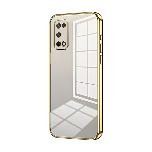 For OPPO K7x / Realme V5 5G Transparent Plating Fine Hole Phone Case(Gold) - OPPO Cases by PMC Jewellery | Online Shopping South Africa | PMC Jewellery | Buy Now Pay Later Mobicred